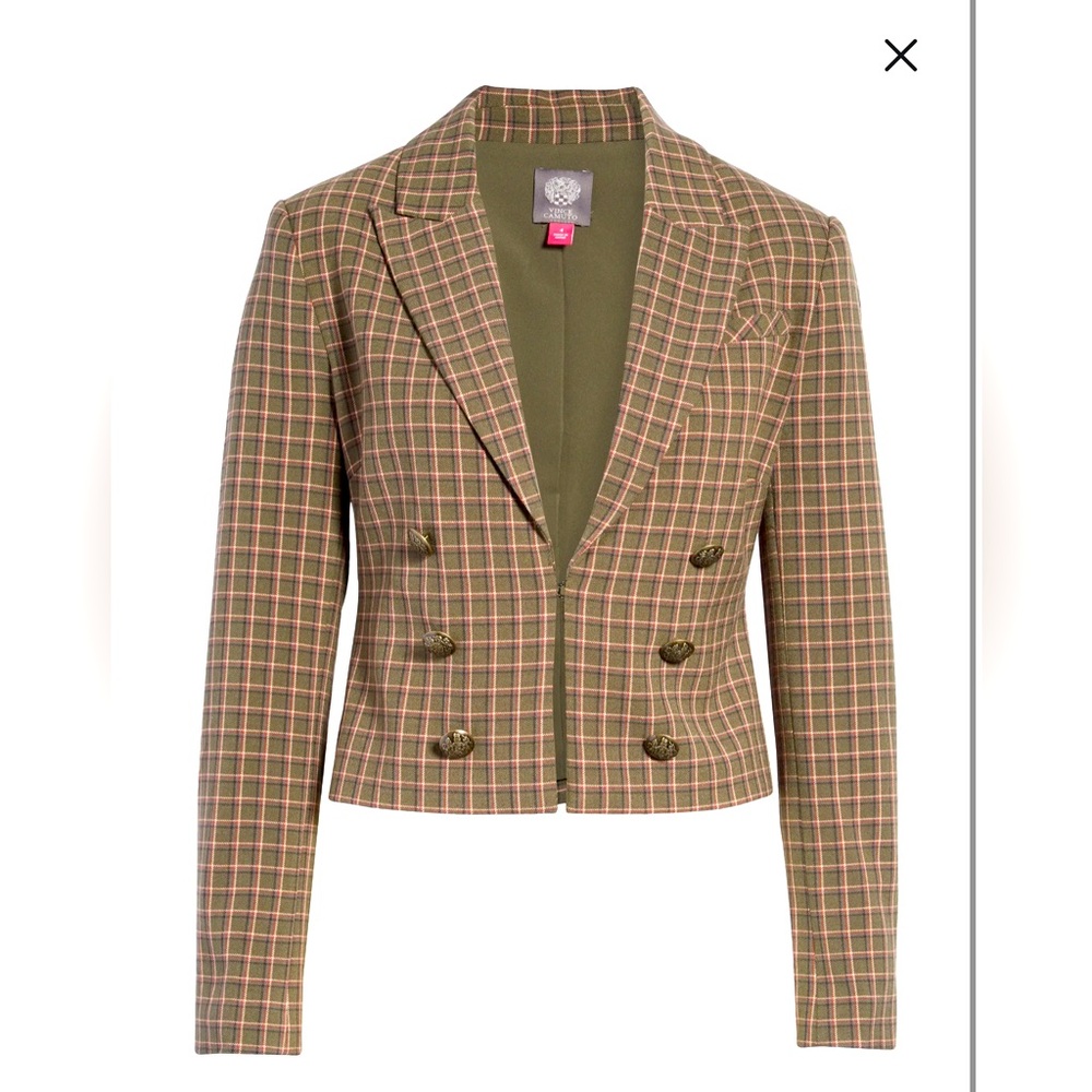 Vince Camuto Cropped Plaid Blazer 18W